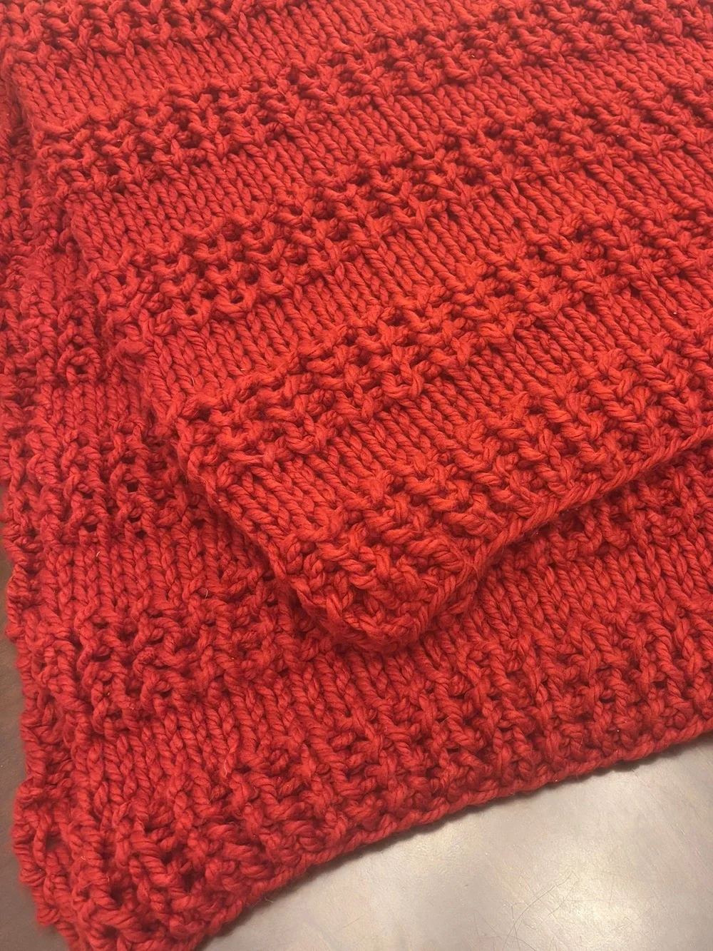 Pottery Barn Chunky Mega Cable Knit Throw Blanket Red Thick Holiday Cozy